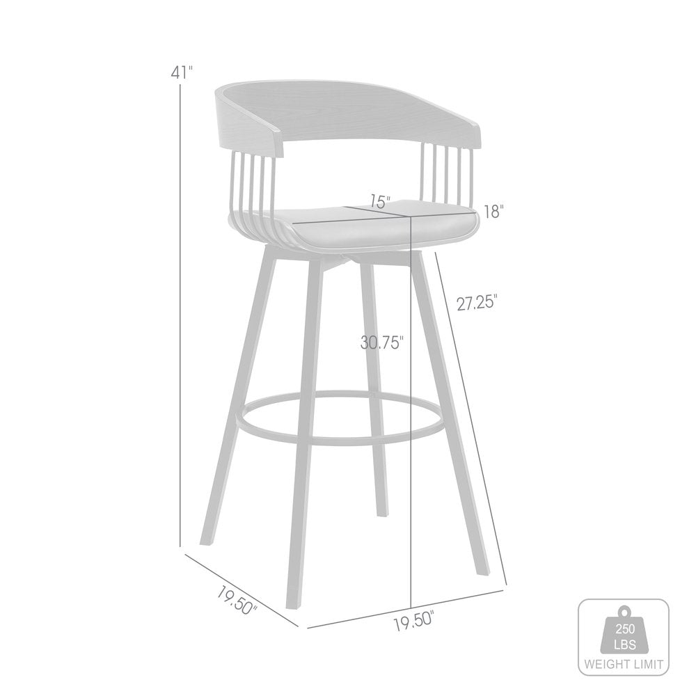 31" Cream and Black Faux Leather with Metal Swivel Bar Height Bar Chair