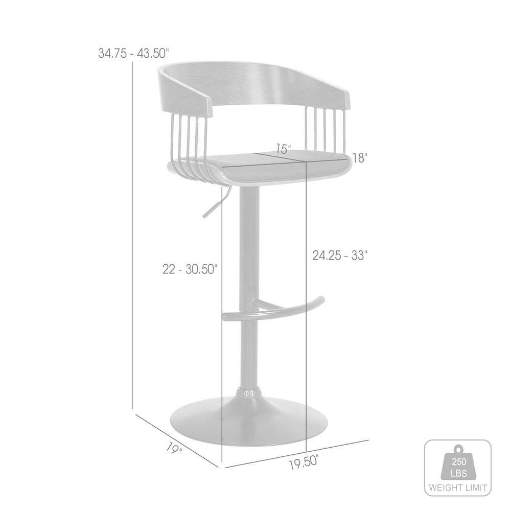 Black Faux Leather And Metal Swivel Adjustable Height Bar Chair