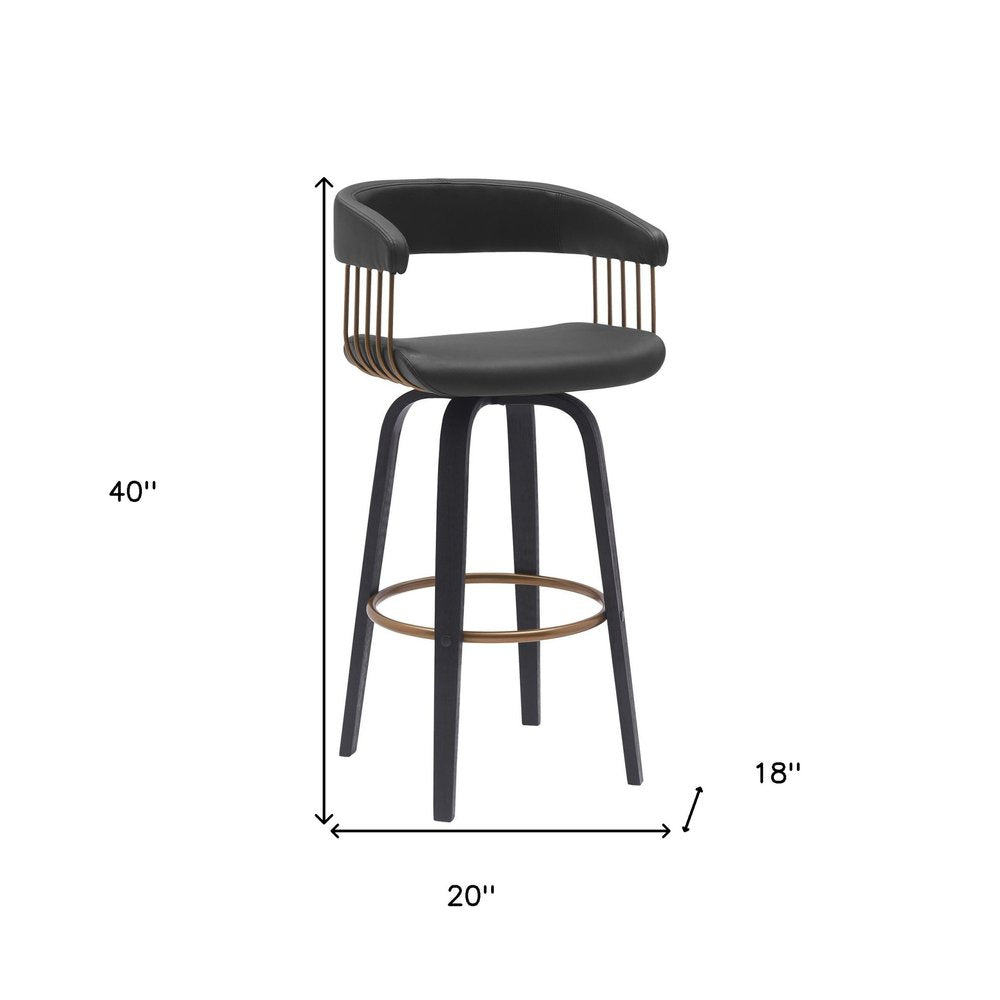 31" Black Faux Leather Swivel Bar Height Bar Chair
