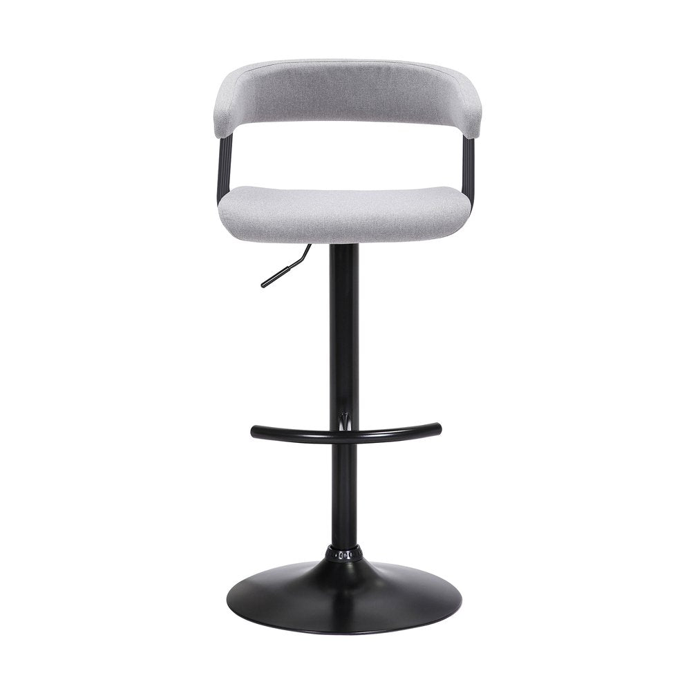 Light Gray and Black Fabric with Metal Swivel Adjustable Height Bar Chair