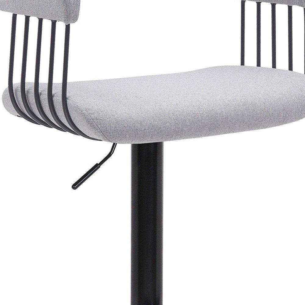Light Gray and Black Fabric with Metal Swivel Adjustable Height Bar Chair