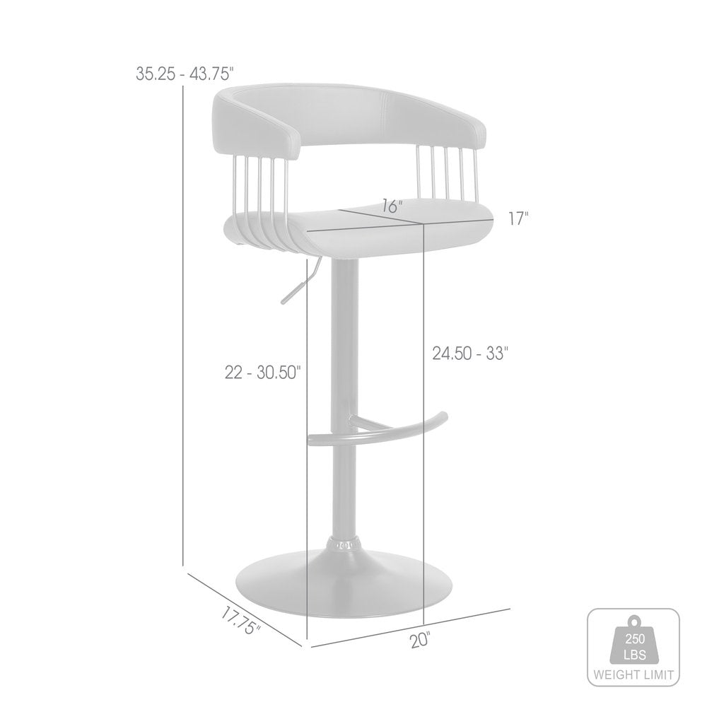 Gray and Black Faux Leather with Metal Swivel Adjustable Height Bar Chair