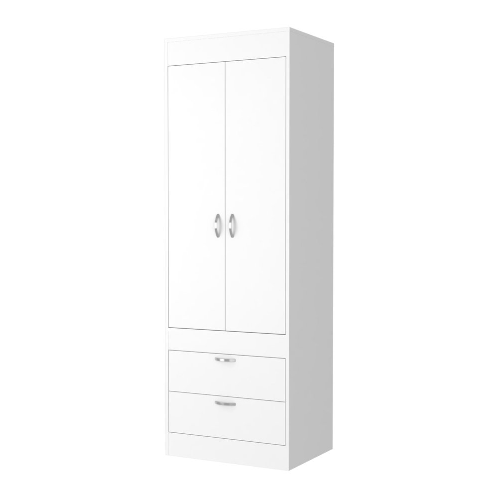 23" White Wood Two Drawer Dresser