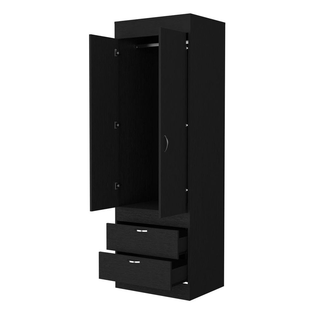 23" Black Wood Two Drawer Dresser