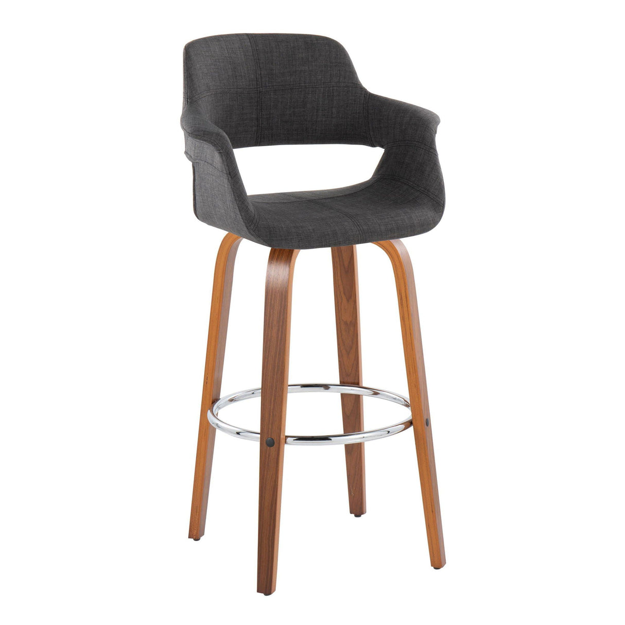 Vintage Flair - Mid Century Modern Fixed Height Barstool With Swivel & Round Footrest (Set of 2) by Couch.com