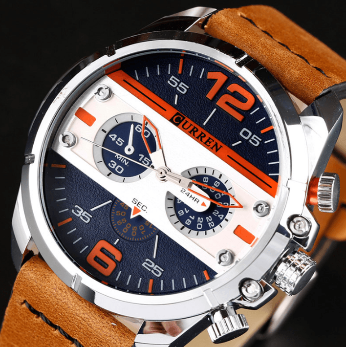 Men's Waterproof Retro Style Watch With Excellent Background, Chronometers Large Numbers Perfect Gift