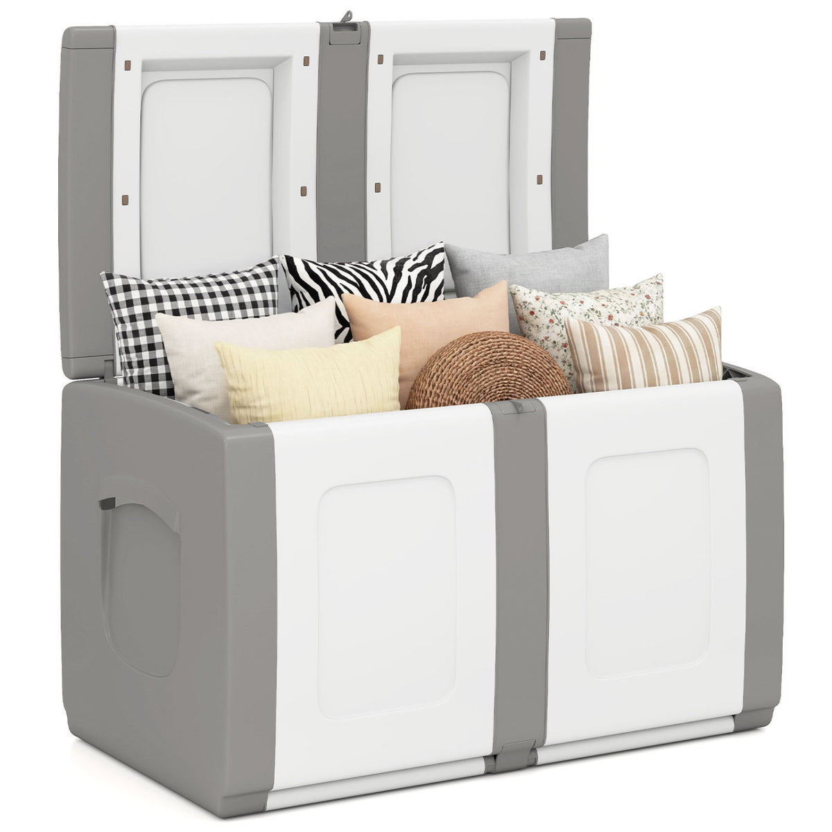 53 Gallon Patio Container with Lockable Lid for Packages and Garden-Gray