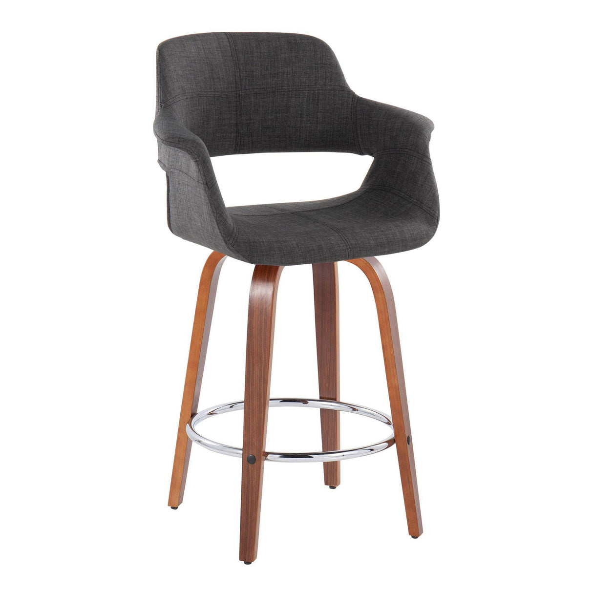 Vintage Flair - Mid-Century Modern Fixed Height Counter Stool With Swivel With Round Footrest (Set of 2) by Couch.com