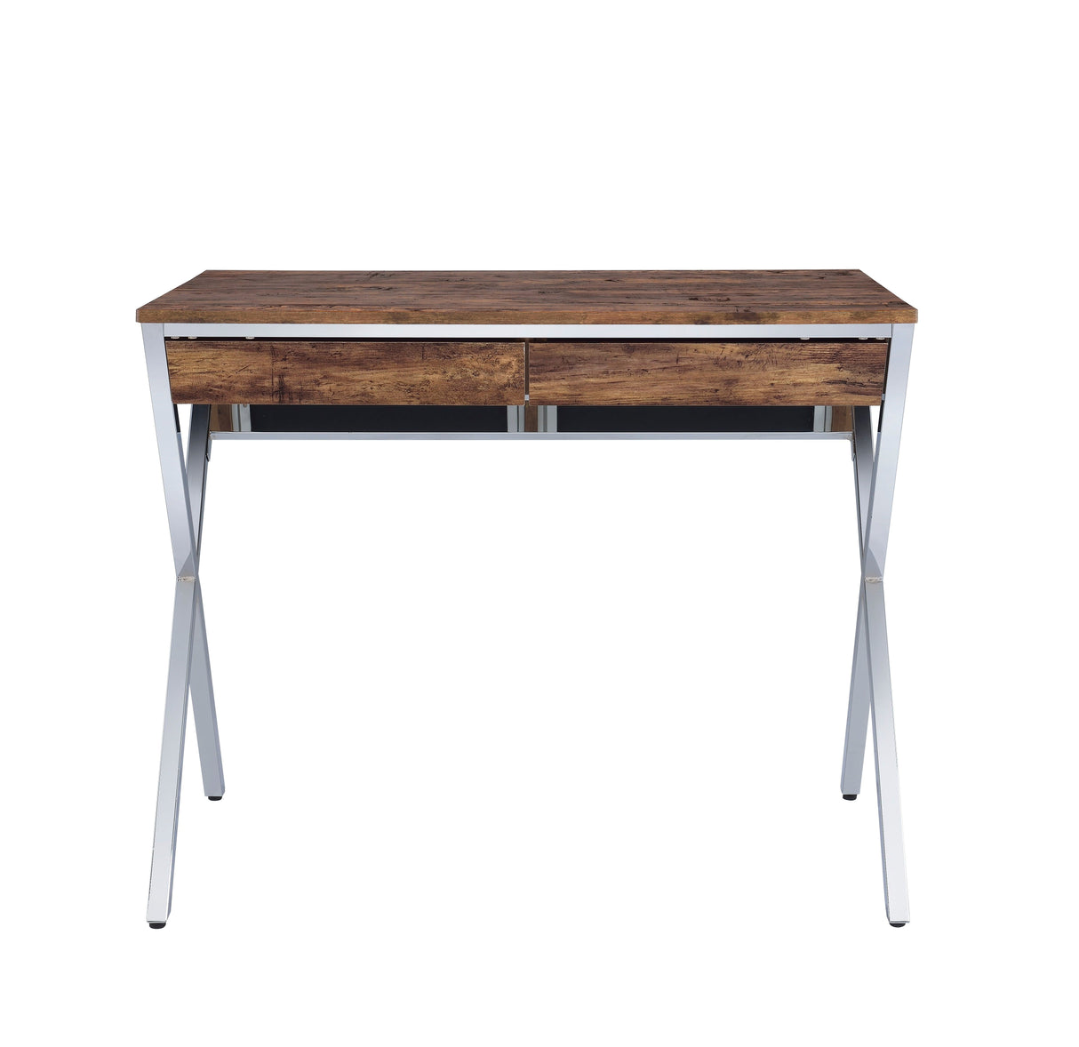 Callers - Weathered Writing Desk - Chrome / Oak by Couch.com