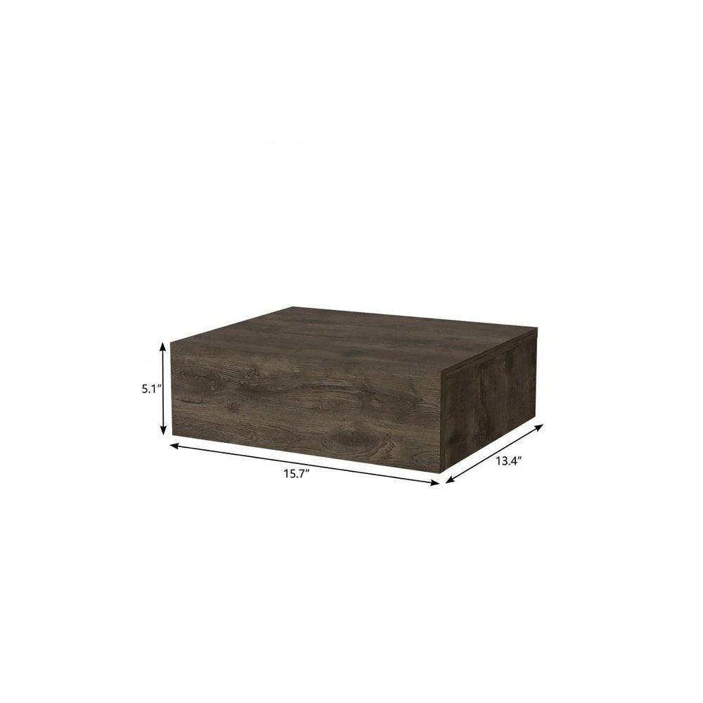 16" Brown Wood One Drawer Floating Nightstand
