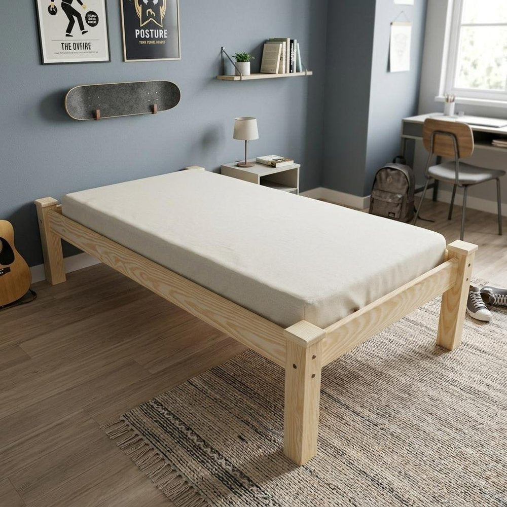 Natural Solid Wood Twin Bed Frame