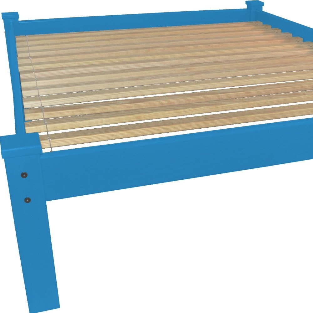 Caribbean Blue Solid Wood Full Bed Frame