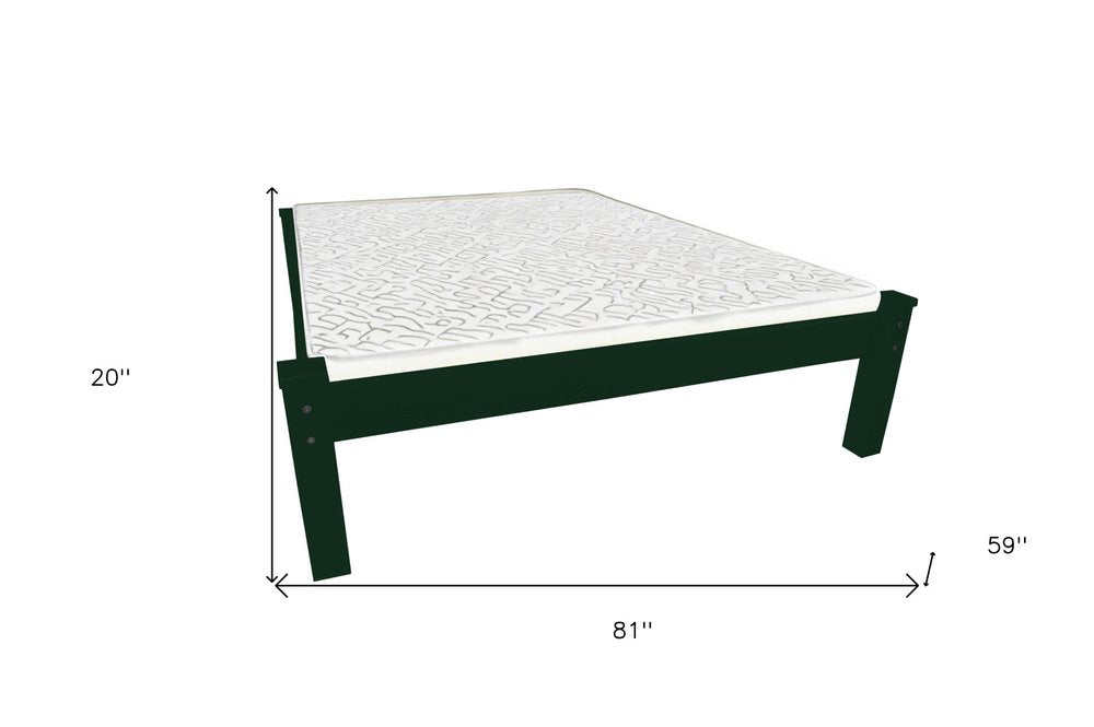 Dark Green Solid Wood Full Bed Frame