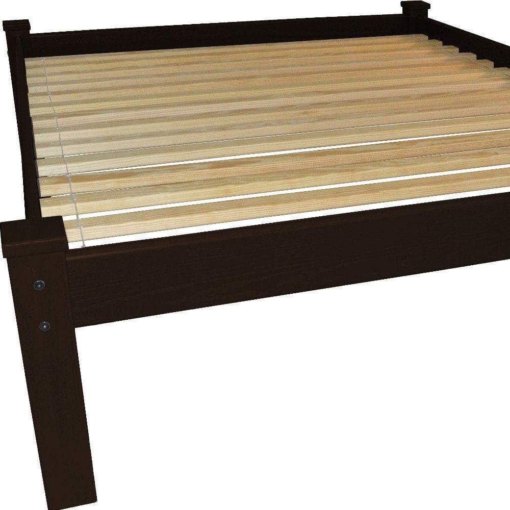 Dark Brown Solid Wood Full Bed Frame