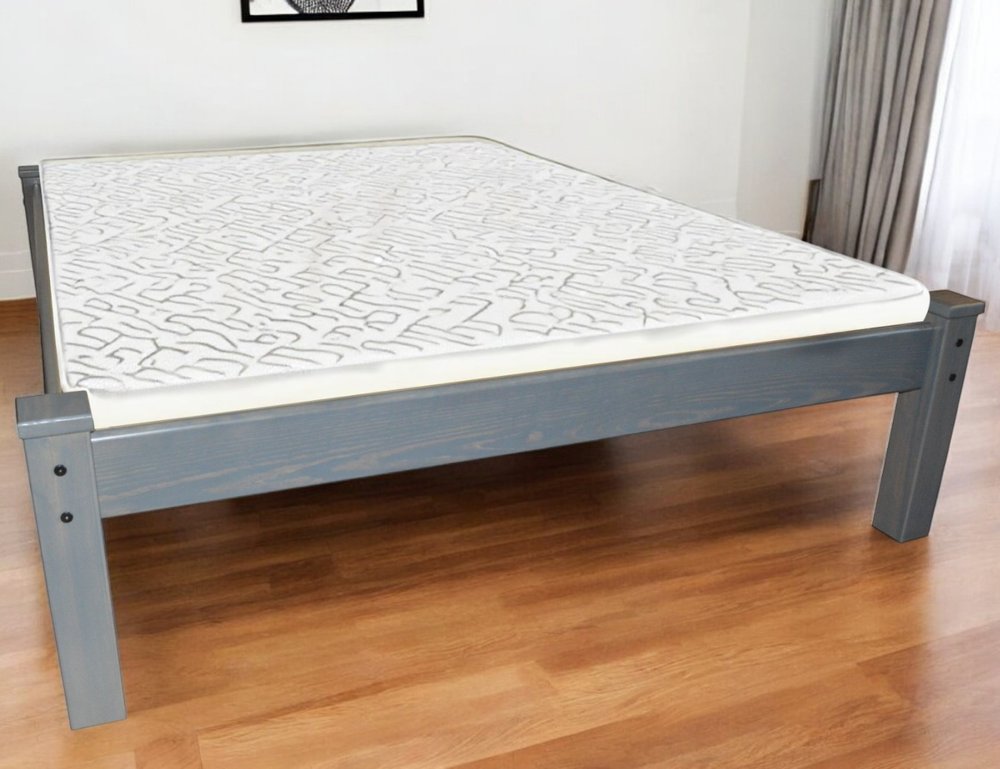 Gray Solid Wood Queen Bed Frame