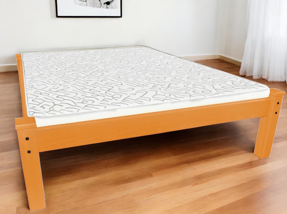 Yellow Solid Wood Queen Bed Frame
