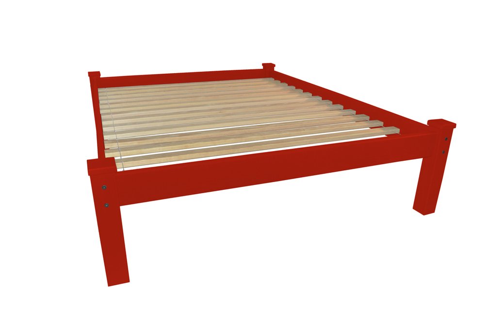 Red Solid Wood Queen Bed Frame