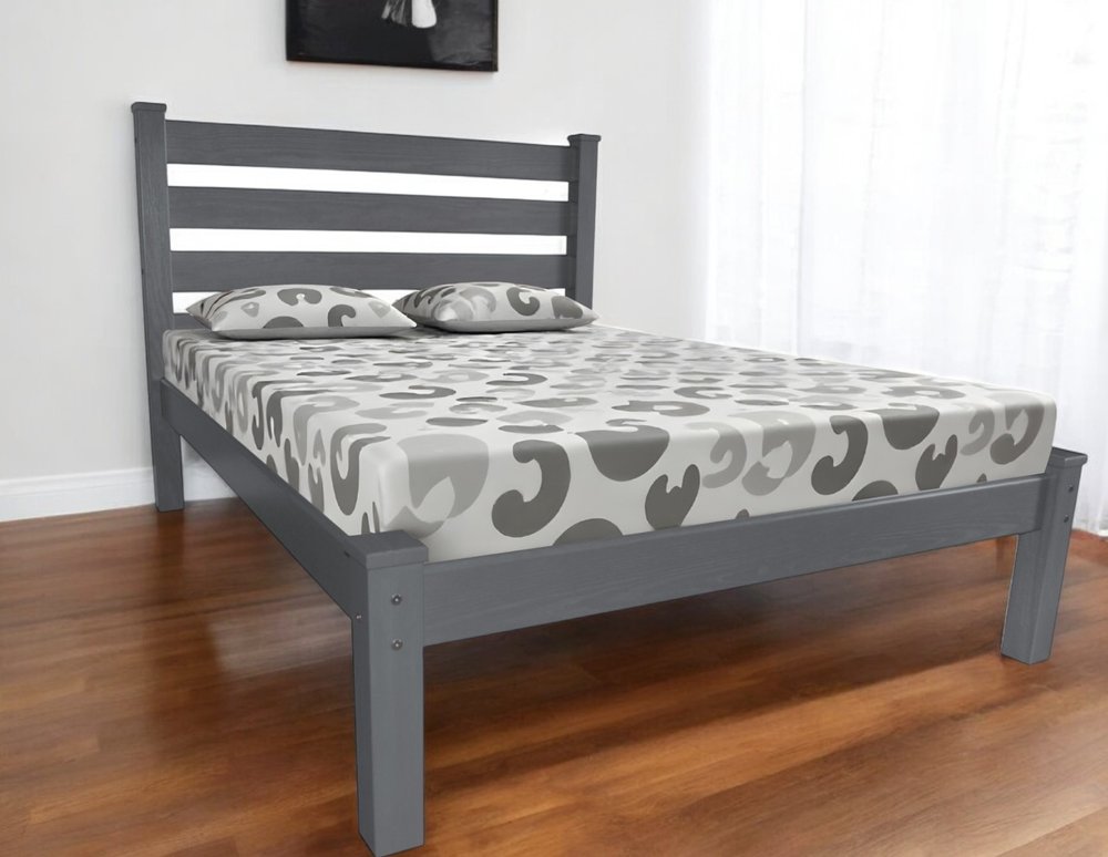Gray Solid Wood Twin Bed Frame