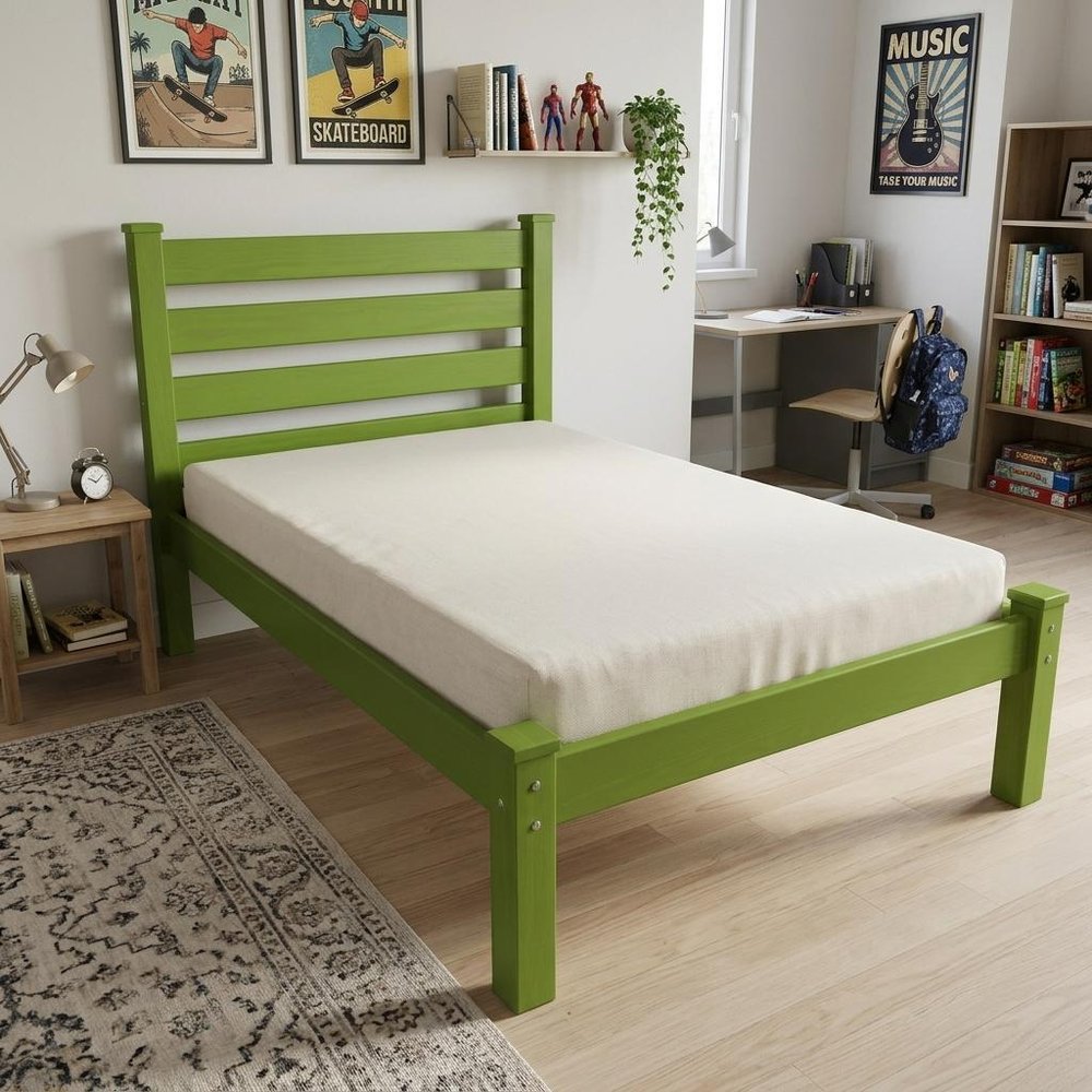 Lime Green Solid Wood Twin Bed Frame