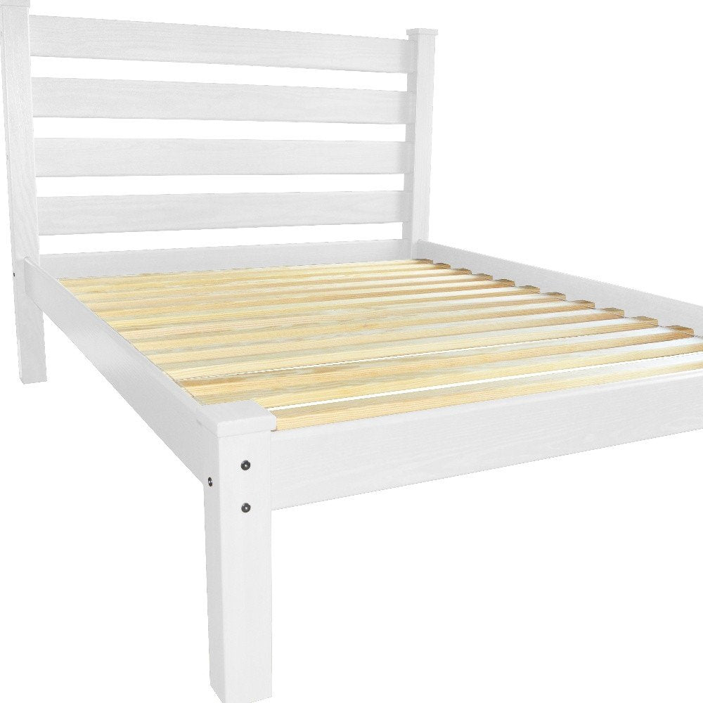 White Solid Wood Twin Bed Frame