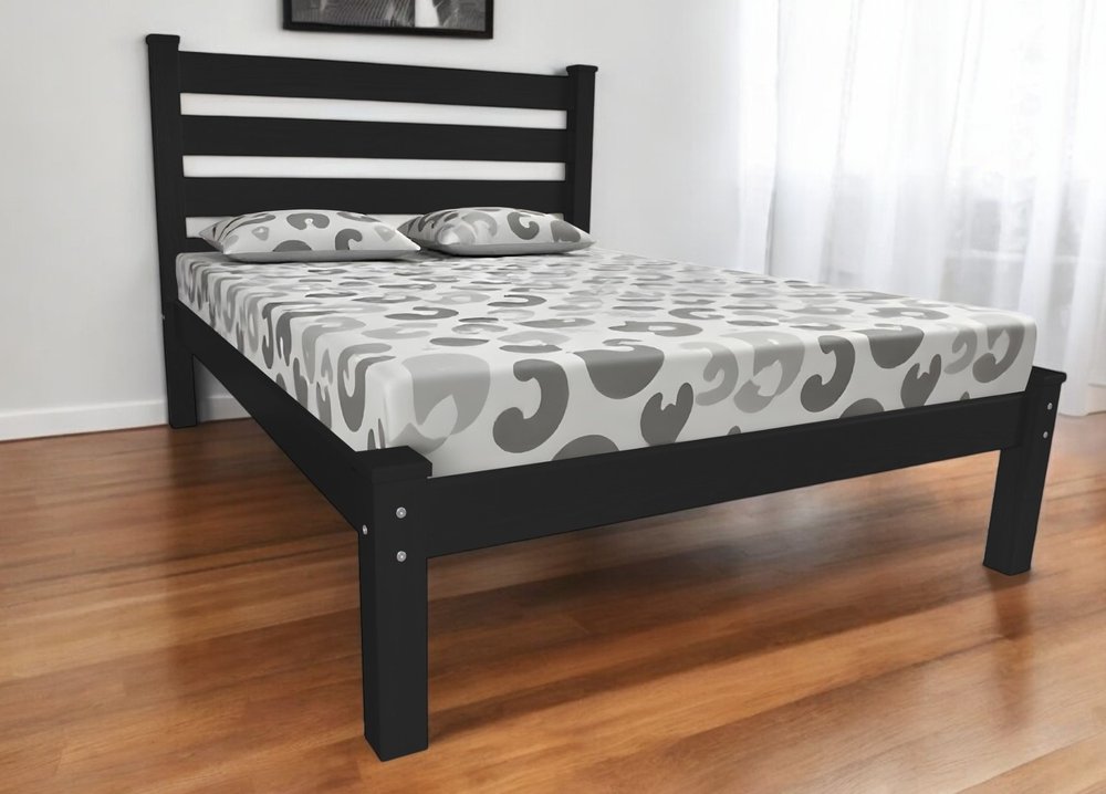 Black Solid Wood Full Bed Frame