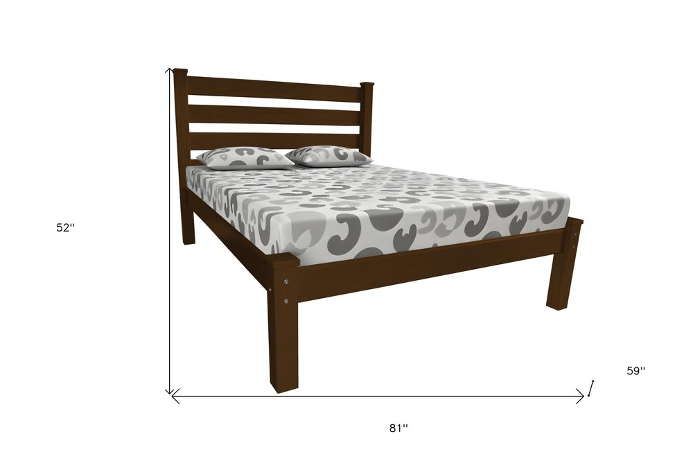 Coffee Solid Wood Full Bed Frame