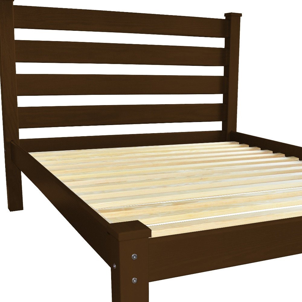 Coffee Solid Wood Full Bed Frame