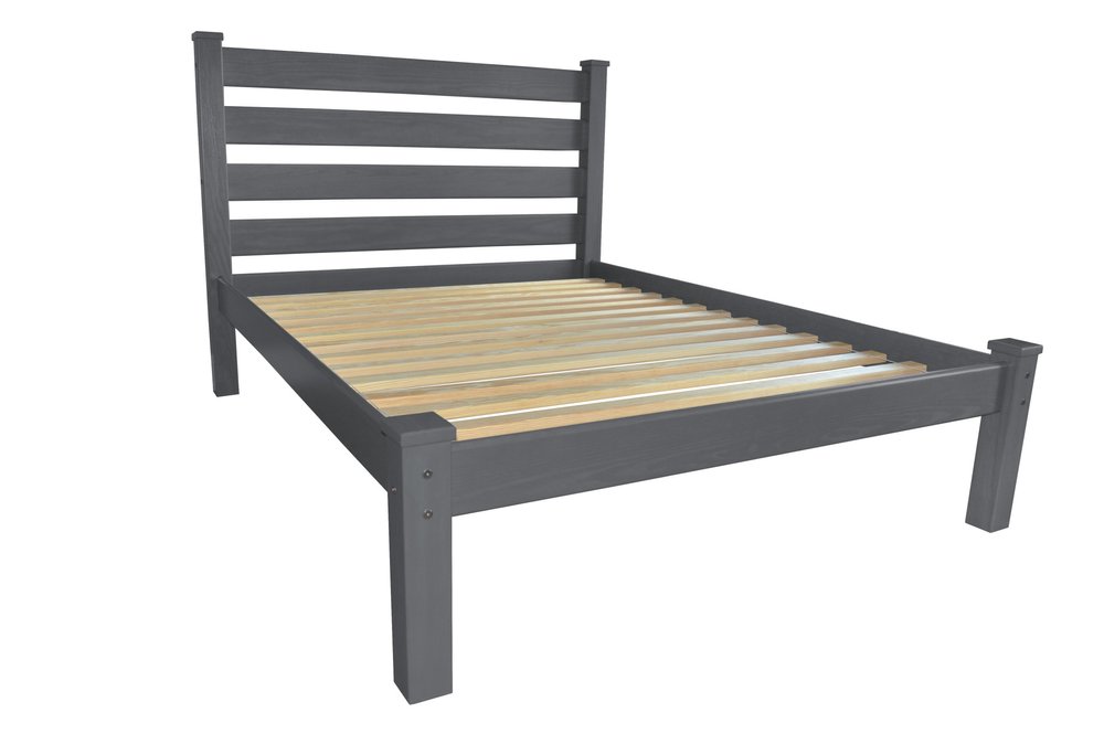 Gray Solid Wood Full Bed Frame