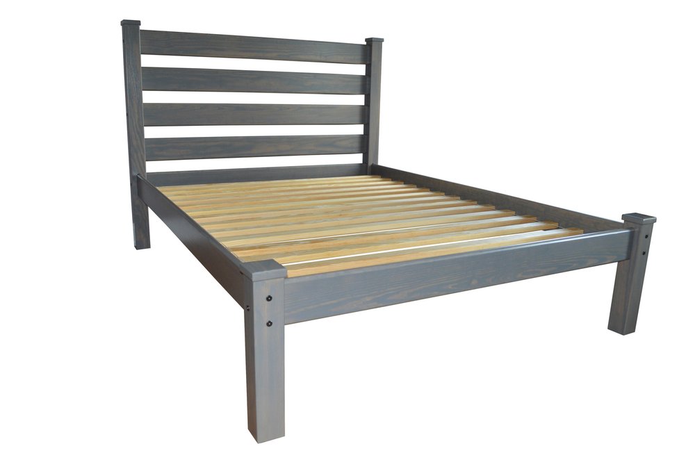 Gray Solid Wood Full Bed Frame