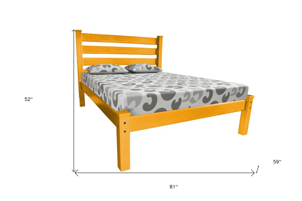 Yellow Solid Wood Full Bed Frame