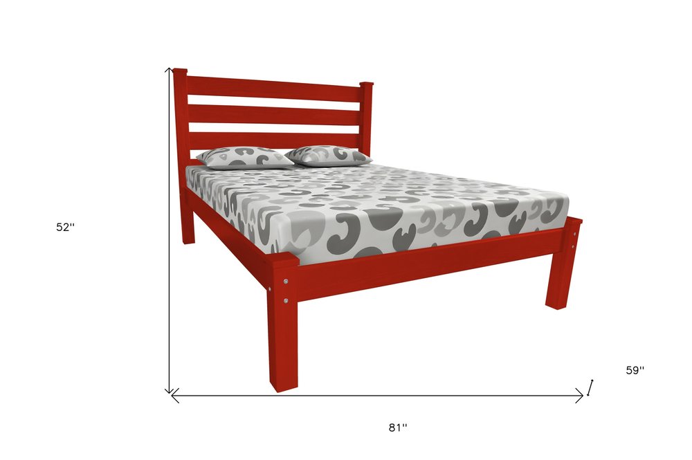Red Solid Wood Full Bed Frame