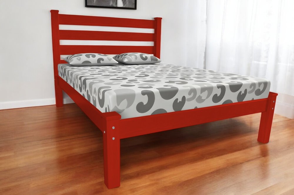 Red Solid Wood Full Bed Frame