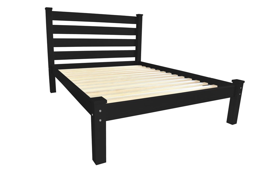 Black Solid Wood Queen Bed Frame
