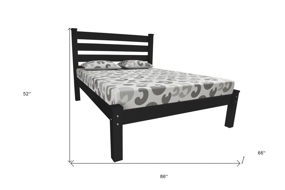 Black Solid Wood Queen Bed Frame