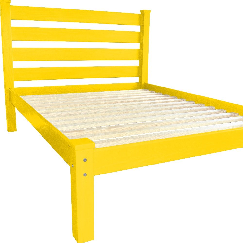 Canary Yellow Solid Wood Queen Bed Frame