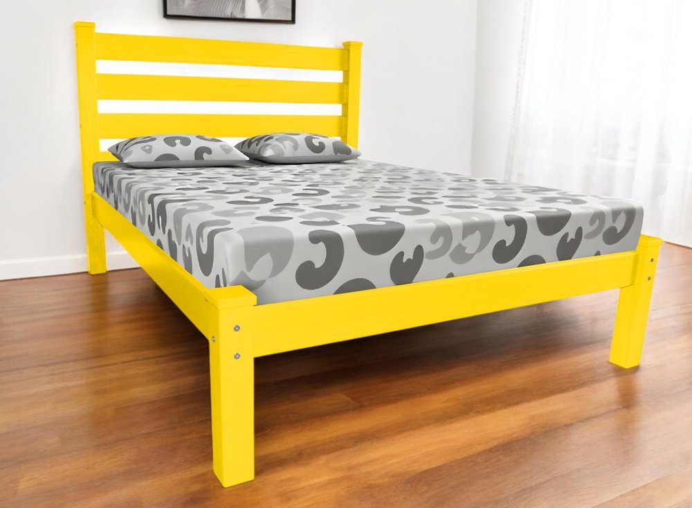 Canary Yellow Solid Wood Queen Bed Frame