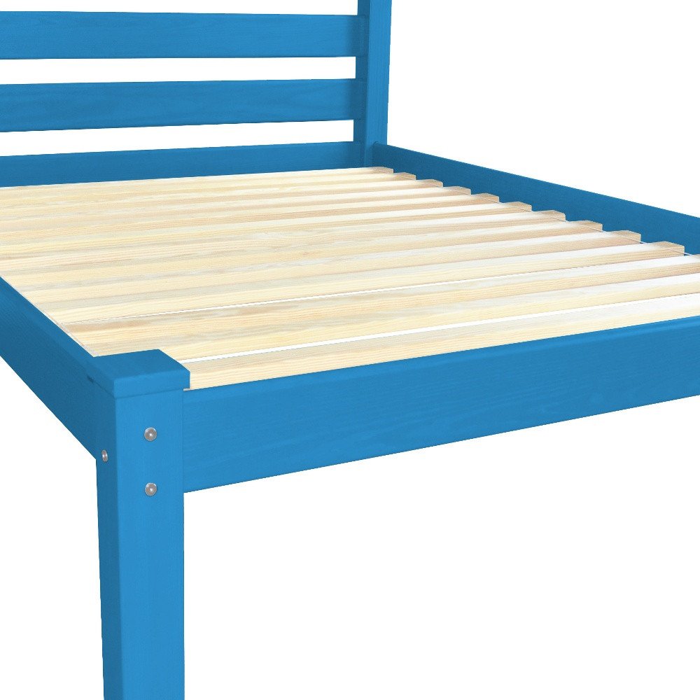 Caribbean Blue Solid Wood Queen Bed Frame