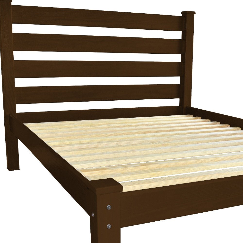 Brown Solid Wood Queen Bed Frame