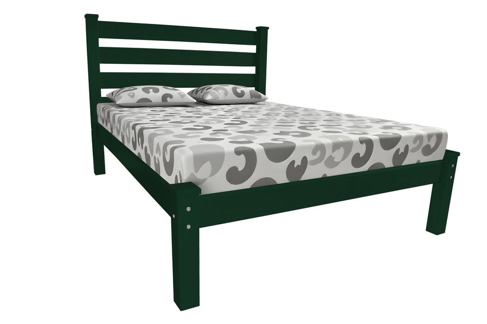 Dark Green Solid Wood Queen Bed Frame