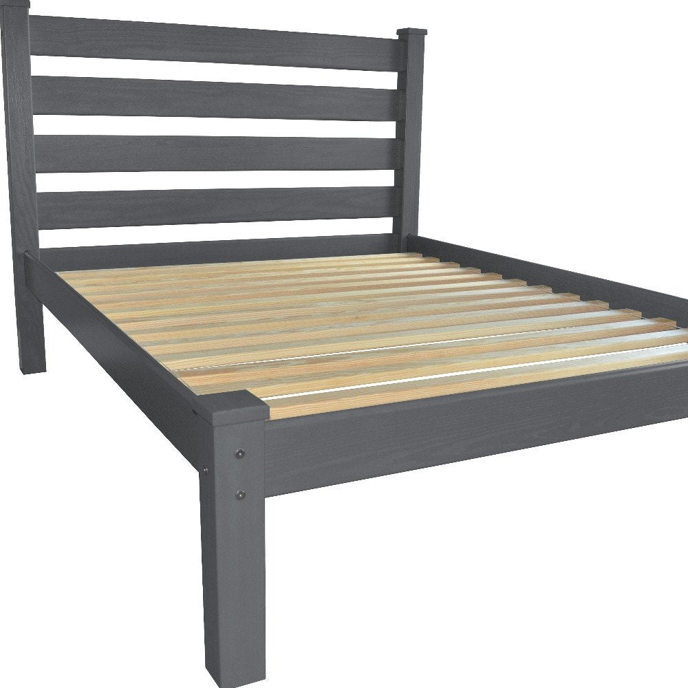 Gray Solid Wood Queen Bed Frame