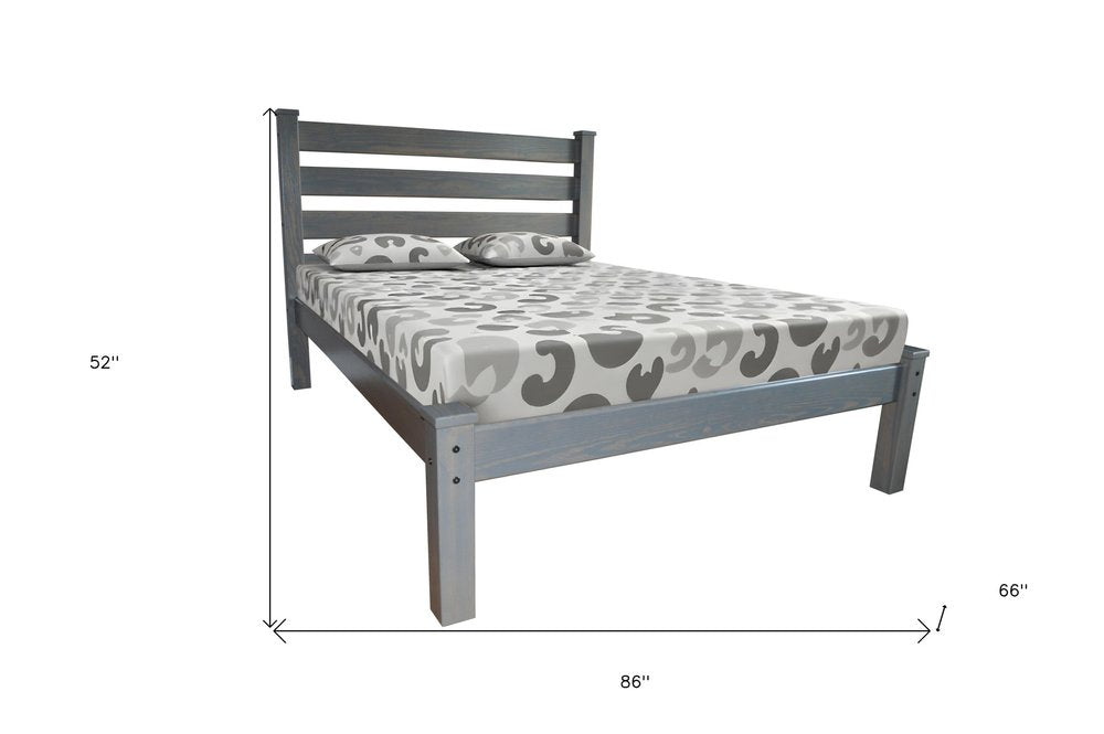 Gray Solid Wood Queen Bed Frame