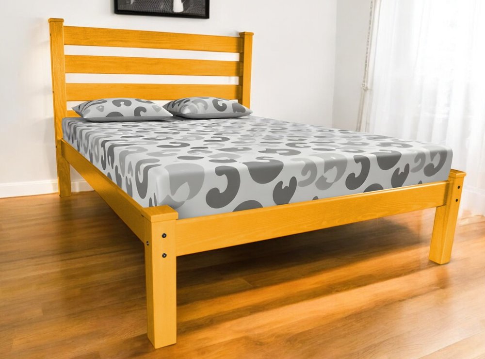 Yellow Solid Wood Queen Bed Frame