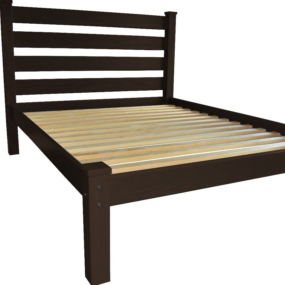 Brown Solid Wood Queen Bed Frame