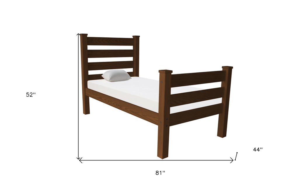 Brown Solid Wood Twin Bed Frame