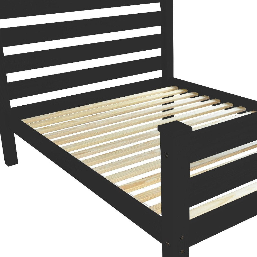 Black Solid Wood Twin Bed Frame