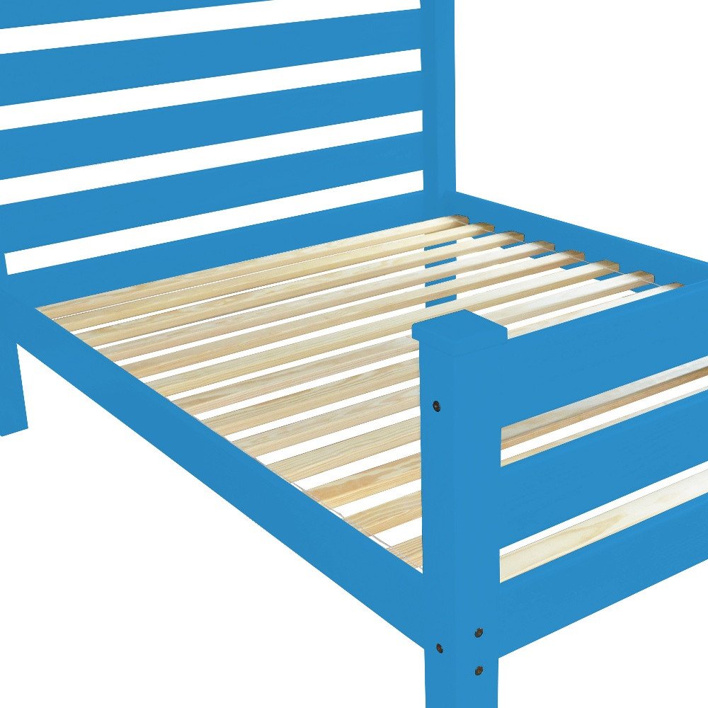 Caribbean Blue Solid Wood Twin Bed Frame