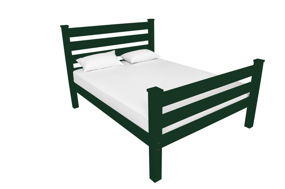 Dark Green Solid Wood Twin Bed Frame