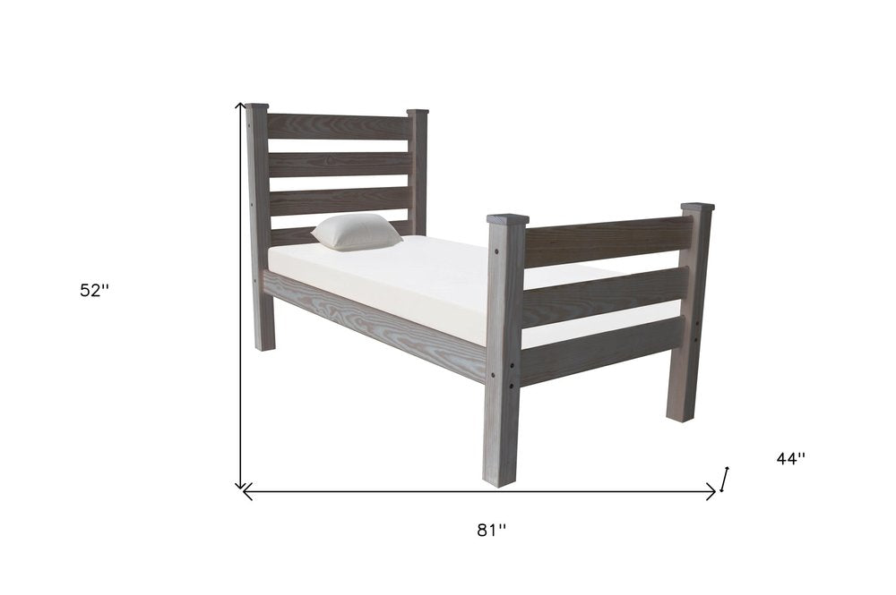 Gray Solid Wood Twin Bed Frame