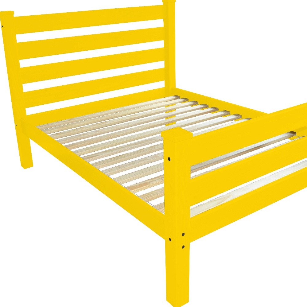 Canary Yellow Solid Wood Full Bed Frame