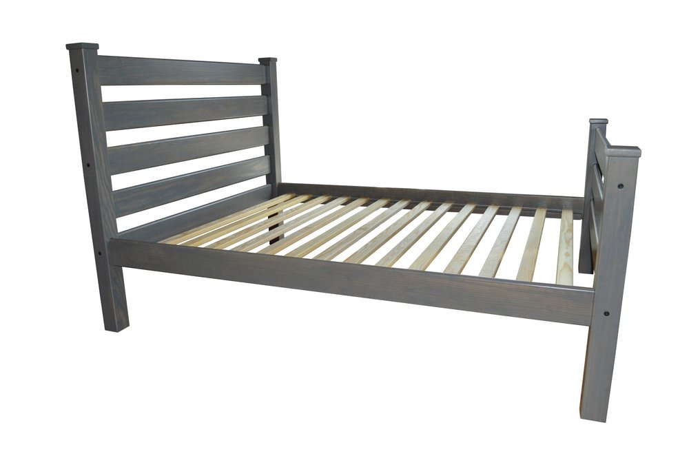 Gray Solid Wood Full Bed Frame